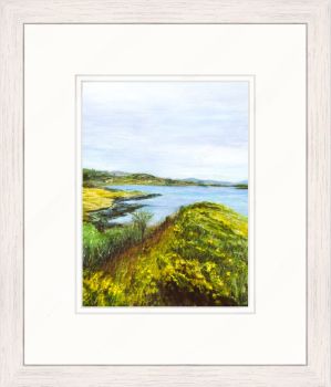 An original Irish landscape acrylic painting of these vibrant yellow gorse flowers with the coastal town of Ahakista in the distance. Framed size 11.25 x 13.25 inch (28.5 x 33.5cm).
Search for my store&nbsp;Sarah Elliott Fine Art&nbsp;to view all my products.