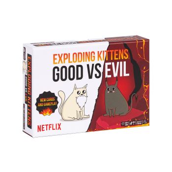 The most high-stakes version of Exploding Kittens yet, featuring new rules, new kittens, and epic Good vs Evil mayhem.
&nbsp;
