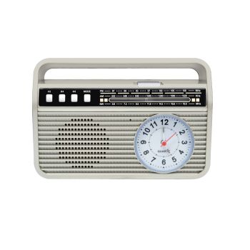 
Vintage-style Bluetooth speaker with FM/AM/SW radio
5W output
built-in clock
and rechargeable battery.

&nbsp;