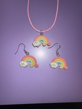 Happy cloud earrings with matching necklace&nbsp;