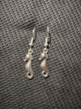 Seahorse earrings with fish hook backs