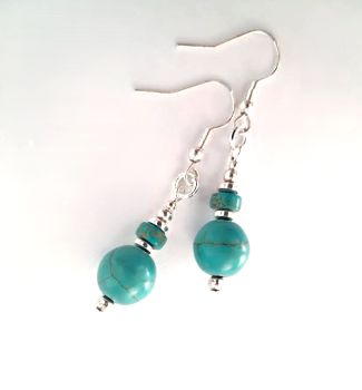 Handmade earrings, created with natural howlite beads, silver plated beads and ear hooks. The ear hooks are nickel free and suitable for sensitive ears.&nbsp; Dainty, lightweight and comfortable to wear, enhance your look with these beautiful bespoke earrings.&nbsp; They arrive in a pretty organza bag, and have free shipping.