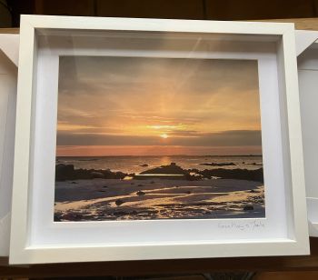 Most days I venture out walking i am blessed to see some wondrous view of the west coast of Connemara.
Here is a signed box framed and mounted 8 x 10 inch print of a photograph at sunset from one of my evening walks.
Free shipping within Ireland from &euro;50