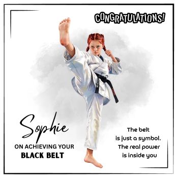 

Celebrate a proud martial arts milestone with this&nbsp;personalised handmade Taekwondo Black Belt achievement card. Designed especially for children, it&rsquo;s a meaningful way to recognise their hard work, focus, and determination on the mat.
Perfect for a&nbsp;daughter, niece, granddaughter, or any young Taekwondo student, this card can be&nbsp;personalised with the child&rsquo;s name&nbsp;and an optional date or short message, making their achievement feel truly special and uniquely theirs.
This is more than a card. It&rsquo;s a&nbsp;trinket-style keepsake created to be framed and cherished, marking the moment they earned their Black Belt and took an important step on their Taekwondo journey.

