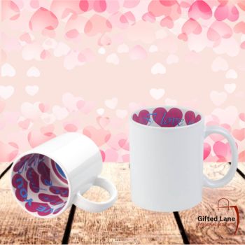 Have someone enjoy a cuppa with a Personalised Love You Inner Design Mug. The mug comes with a Love You Heart Design pre printed on the inside of the mug but can also be personalised further with any pictures or text on the outside. They are a unique present for someone special in your life for their Birthday, Weddings, Anniversary, Valentines, Mothers Day or Father's Day. Another special personalised gift from Gifted Lane. Check out our store today, comment and review on our full range of personalised gifts from Gifted Lane. Remember a personalised gift from Gifted Lane is always a special gift.