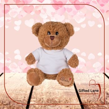 Personalised Valentines Teddy Bear from Gifted Lane are a cute soft brown Teddy Bear with a tshirt that can be personalised with any pictures or text to give them that extra personalised touch for a gift for someone special for Valentines, Birthday Anniversary, Weddings and more. Another special personalised gift from Gifted Lane. Check out our store today and like, comment and review on our full range of personalised gifts from Gifted Lane.