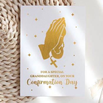 Make this sacred milestone truly unforgettable with our personalised First Holy Communion card, featuring a beautiful boy silhouette holding his prayer book with exquisite foil detailing that catches the light.

Fully Personalised: Customised with the child's name and communion date, making it a treasured keepsake they'll cherish forever
Unique &amp; High-Quality: This isn't your average card. It's professionally printed on thick, premium paper for a standout look and feel
Symbolic Design: Features an elegant silhouette of a boy in his communion suit holding a prayer book, filled with a magical starry pattern in gorgeous foil, representing faith, devotion, and divine blessing
The Perfect Fit: Available in A6 (10.5 cm x 14.8 cm / 4.1 in x 5.8 in) and A5 (14.8 cm x 21 cm / 5.8 in x 8.3 in) sizes - easy to mail and fits perfectly into standard envelopes
Your Personal Touch: With a blank inside, you have plenty of room to write a personal, heartfelt message that makes this special day extra memorable
Support Small Business: Your purchase helps an independent creator, making it a gift that gives back. All our cards are made in Ireland, in our small home studio
Kraft Envelope Included: Each card comes with a beautiful kraft envelope


Available in stunning foil colours including turquoise blue, gold, rose gold, and silver. The sparkling celestial pattern creates a reverent, magical look perfect for this holy occasion.