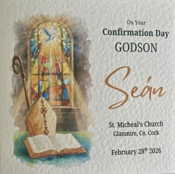 Personalised Confirmation Keepsake Card
Mark this special day with a beautiful keepsake card, created to celebrate one of life&rsquo;s most meaningful faith milestones. Printed on luxury quality linen card stock, this Confirmation card has a timeless feel and a gentle texture that makes it perfect for gifting and treasuring.
Each card can be personalised with any relationship, making it a thoughtful choice for a son, daughter, grandchild, godchild, niece, nephew, sister, brother, cousin, or friend. You can also add the name of the person being confirmed and the date or church details, creating a one-of-a-kind reminder of their Confirmation day.
A meaningful way to share love, blessings, and encouragement, this card is designed not just to be given, but to be kept. A small keepsake to hold a very special moment ✨🕊️