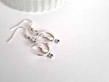 Cute highly polished, silver tone cat earrings, made in Ireland with quality materials.&nbsp; Silver plated, nickel free ear hooks, suitable for sensitive ears...&nbsp; Great for cat lovers!&nbsp; Perfect for gifting, or for a personal treat!&nbsp; &nbsp;Free shipping!&nbsp;