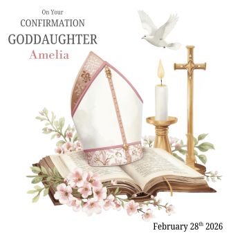Celebrate a meaningful milestone with this&nbsp;personalized Confirmation card for girls, thoughtfully designed to honor the&nbsp;Sacrament of Confirmation.
Printed on a&nbsp;premium 6&times;6 linen-textured card, this piece offers a soft, timeless feel that elevates the occasion. Personalized with her name and confirmation date , it becomes more than a card. It&rsquo;s a&nbsp;beautiful keepsake she can treasure for years to come.