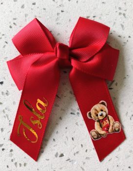 Personalised Girls Valentine's Day Red Hair Bow&nbsp;