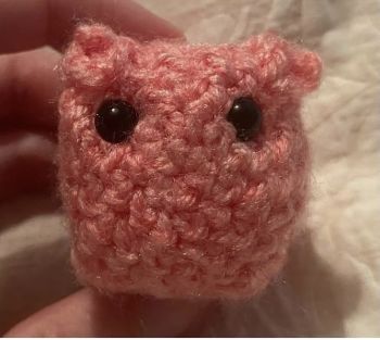 This cute care is completely handmade and handmade. It is crocheted