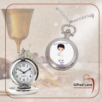 Personalised First Holy Communion Pocket Watch is a personalised gift accessory for a special day and a keepsake of a special day. They are available in either Silver or Gold and can be personalised with a picture and with a date or name on them. Another special personalised gift from Gifted Lane&nbsp;