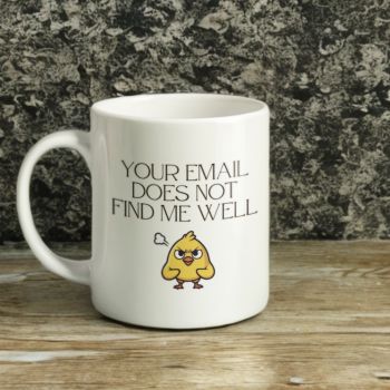 Your email does not find me well.&nbsp; Funny ceramic mug made to order in Ireland.&nbsp; Perfect for gifting or everyday use.