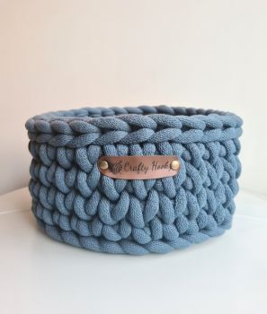 Hand Crocheted Blue Storage Organizer