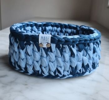Small Oval Handmade Basket Blue Ombre