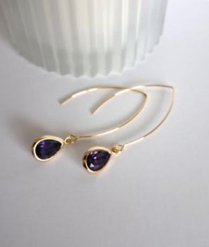 Beautiful earrings, made in Ireland with quality materials.&nbsp; Highly polished ear wires with dainty gold and purple drops.. elegant, sparkly and lightweight.&nbsp; Perfect for gifting, or a personal treat!&nbsp; Great for special occasions!&nbsp; &nbsp;Free shipping!