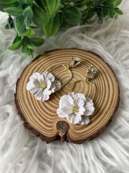 Earrings made with polymer clay and plated gold.