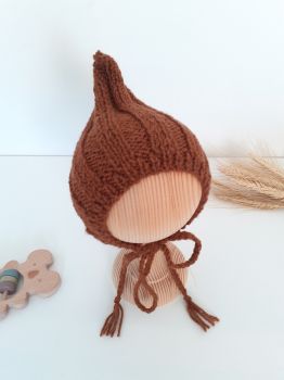 Knit newborn baby pixie bonnet hat&nbsp;