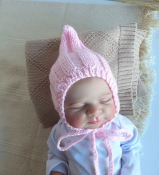 Knit newborn baby pixie bonnet hat&nbsp;