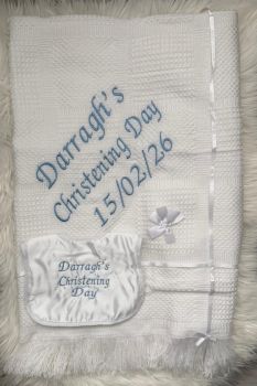 Christening shawl and bib both embroidered&nbsp;