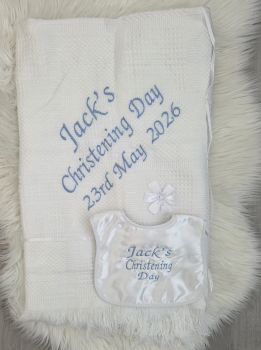 Christening shawl and bib both embroidered&nbsp;