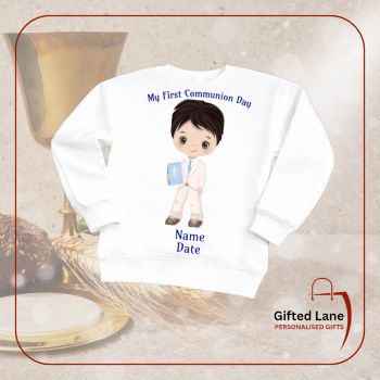 Personalised First Holy Communion Sweatshirt is a personalised gift and a keepsake of a special day. They can be personalised with any picture or text and with a date, name and short message on them. Another special personalised from Gifted Lane.&nbsp;