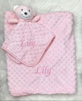 Dimple blanket and comforter set embroidered with baby's name&nbsp;