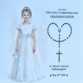 Celebrate her special day with a princess-inspired First Holy Communion keepsake card, beautifully adorned with delicate glitter accents for a soft, sparkling finish. Designed with elegant script and charming royal details, this card captures the grace and joy of her sacred milestone.
Personalized with her name, church name, ceremony location, and date, it becomes a meaningful memento she and her family will treasure for years to come. Printed on high-quality cardstock, this keepsake card is perfect for framing, displaying, or preserving as a reminder of her blessed and unforgettable day.