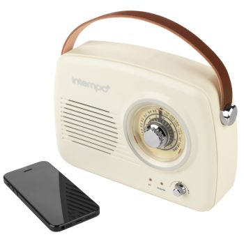 

Vintage-style Bluetooth speaker with FM radio


5W speaker with clear sound


Bluetooth and AUX connectivity


Elegant leather carry strap


Available in Cream and Light Blue


&nbsp;