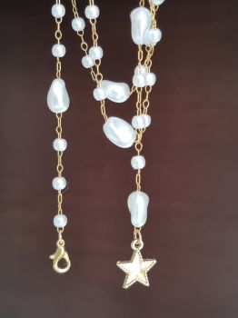 Gold necklace with ABS pearled beads