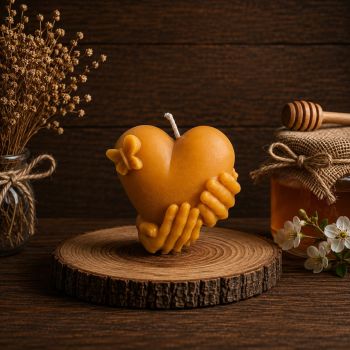 Made from 100% natural beeswax, this candle burns cleanly and slowly, offering up to&nbsp;40 hours of burn time. With its compact yet eye-catching size (75mm long x 80mm wide) and a weight of 128g, it&rsquo;s ideal for bedside tables, living spaces, or special occasions.