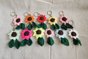 Crocheted flower key chain