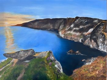 Sunset over the Cliffs Slieve League , Donegal 24"x18" on canvas