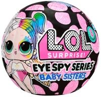 Unbox the surprise with the L.O.L. Surprise! Eye Spy Baby Sisters collection! Crack codes, solve clues and reveal adorable Baby Sister dolls with magical colour change features. 8 to collect &ndash; including the ultra-rare gold Spy chase character!