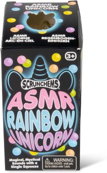 Meet the magical Scrunchems ASMR Rainbow Unicorn &ndash; a soft, squishy sensory toy filled with vibrant rainbow beads that create soothing ASMR sounds and satisfying stress-relief squeezes.