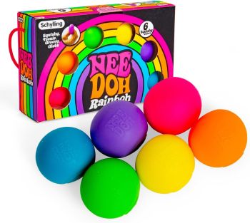 &nbsp;
Mini rainbow NeeDoh stress balls pack of 6, perfect for kids&rsquo; anxiety relief, sensory play and focus support.