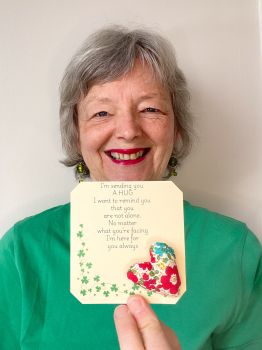 These are&nbsp; my sending you a hug fabric pocket hugs. This is my petit flowered prints set. Each pocket heart is handmade in a soft cotton fabric and filled to medium firmness. There is option to chose home grown dried lavender in your heart, at no extra cost.&nbsp;
Each pillow can vary slightly as each are handmade.&nbsp;
Each comes attached to a cream and shamrock patterned card to tell the person you are gifting them a hug. Each card measures 10cm X 10.5cm. It's blank on the back so you can write a message
* I am a breast cancer survivor myself so I understand how individuals undergoing cancer treatment just need a hug and sometimes you can't do that.&nbsp; &nbsp;