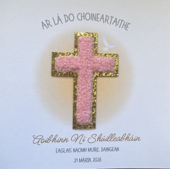Celebrate a very special milestone with this beautiful&nbsp;Confirmation Trinket Card, designed to be treasured long after the day has passed. ✝️✨
This elegant card features a&nbsp;cross embellishment with a delicate glitter outline, finished with&nbsp;soft, fluffy material in a cross design&nbsp;that adds texture and a touch of warmth. A&nbsp;gentle dove in the background&nbsp;symbolises the Holy Spirit, creating a meaningful and faith-filled design perfect for the occasion.
The card is personalised with the&nbsp;recipient&rsquo;s name in gold print, along with the&nbsp;details of their special day, giving it a truly personal and memorable touch.
Available&nbsp;in both Irish and English, it&rsquo;s a thoughtful way to honour tradition while celebrating the significance of Confirmation.
More than just a card, this&nbsp;Trinket Card is designed to be framed and kept as a keepsake, making it a lasting reminder of a very important day. Make their Confirmation even more meaningful with a card that can be&nbsp;cherished for years to come.&nbsp;