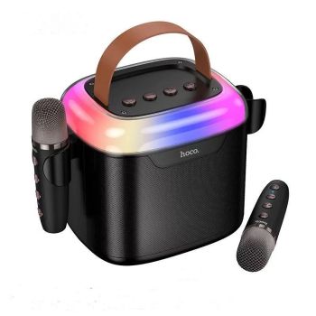 &nbsp;
Portable Bluetooth 5.3 RGB speaker with 10W power and two wireless microphones. Perfect for karaoke, parties, and home entertainment.