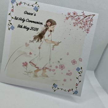 Custom First Communion Card for Girls - Personalised Religious Keepsake.Confirmation card. Greeting card for girls. First Communion keepsake