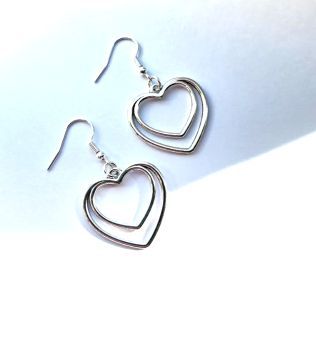 Beautiful earrings, made in Ireland with quality materials.&nbsp; Gorgeous silver tone double hearts..&nbsp; Lightweight and comfortable to wear.&nbsp; &nbsp;Great for gifting, or a personal treat!&nbsp; Perfect for day or evening wear