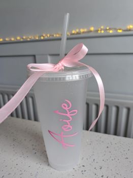 Personalised Confirmation First Holy Communion Large Drinks Cup 24oz
with Straw &amp; Bow
