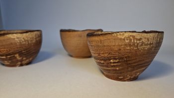 Set of 3 small Ash bowls with a natural edge