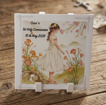 Custom First Communion Card for Girls - Personalised Religious Keepsake.Confirmation card. Greeting card for girls. First Communion keepsake.