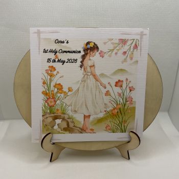 Custom First Communion Card for Girls - Personalised Religious Keepsake.Confirmation card. Greeting card for girls. First Communion keepsake.