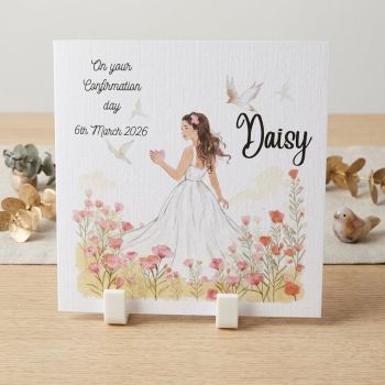 Custom First Communion Card for Girls - Personalised Religious Keepsake.Confirmation card. Greeting card for girls. First Communion keepsake.