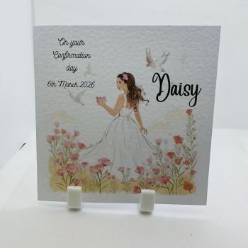 Custom First Communion Card for Girls - Personalised Religious Keepsake.Confirmation card. Greeting card for girls. First Communion keepsake.