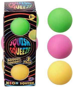 Bright neon squishy stress balls in a 3 pack&mdash;perfect for fidgeting, sensory play, and relieving stress anytime.