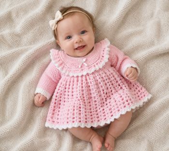 Crocheted baby dress
Soze: 0-3 months
